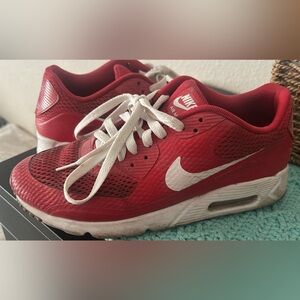Nike Red and White Air Max Sneakers for Women